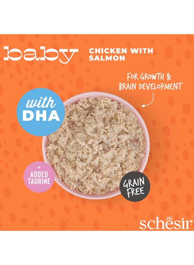 Schesir Baby Complete Kitten Food – Chicken with Salmon – Grain Free Wet Food – With DHA & Taurine – 3 × 70 g - Image 3